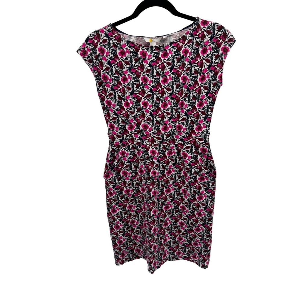 Boden Florrie Jersey Dress Women 4R White Pink Flower Print Cotton Pockets Fairy - Picture 2 of 9